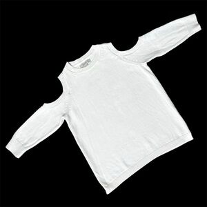 LOFT Cold Shoulder Cream Crew Neck Sweater Size L